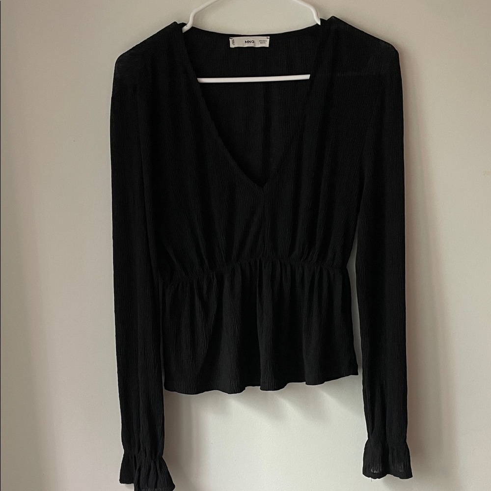MNG Sheer V-Neck Blouse